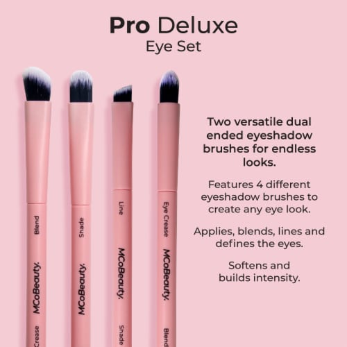 MCoBeauty Pro Deluxe Makeup Eye Brush Set of 2 with 4 Different Eyeshadow Brush Heads Perspective: right