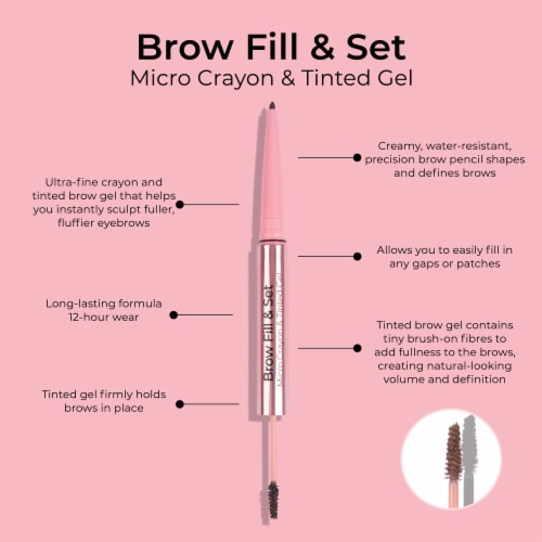 MCoBeauty Brow Fill & Set Micro Eyebrow Pencil & Tinted Gel Up to 12 Hr. Wear - Light/Medium Perspective: right