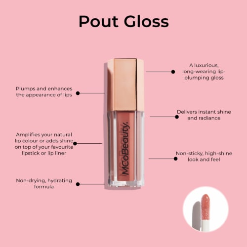 MCoBeauty Pout Lip Gloss Lip Plumping + Ultra Shine - Clear Perspective: right