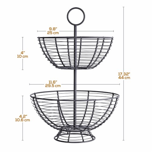 REGAL TRUNK  CO 2 Tier Bowl Fruit Basket, Farmhouse Wire Basket Perspective: right