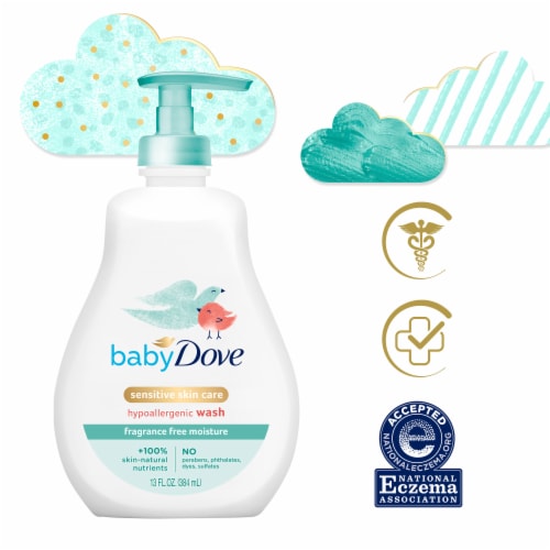 Baby Dove Sensitive Skin Care Hypoallergenic Fragrance Free Moisture Wash Pack Perspective: right