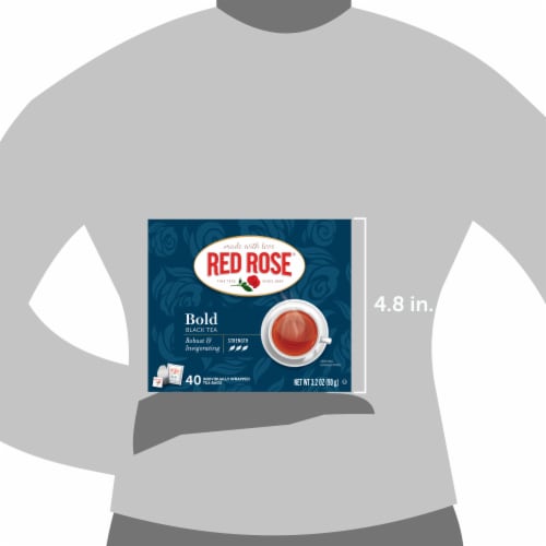 Red Rose Bold Black Tea with 40 Individually Wrapped Tea Bags Per Box (Pack of 6) Perspective: right