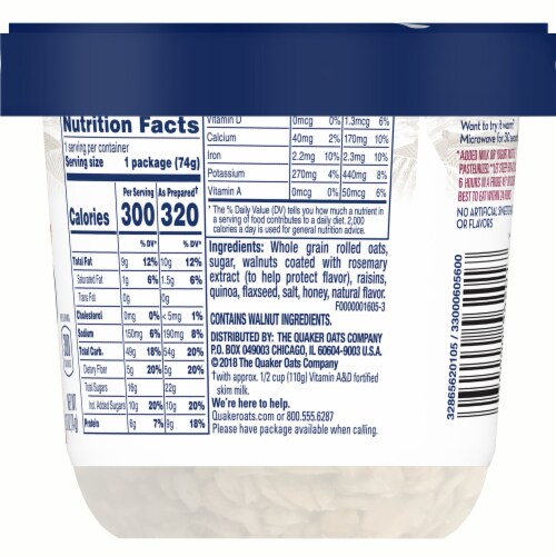 Quaker Raisin Walnut & Honey Heaven Overnight Oats Cups Perspective: right