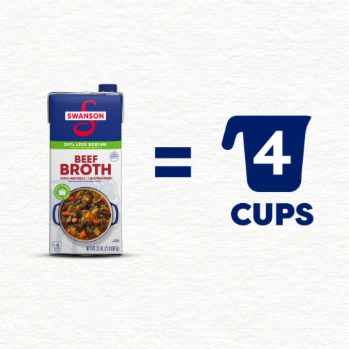 Swanson 100% Natural 50% Less Sodium Beef Broth Perspective: right