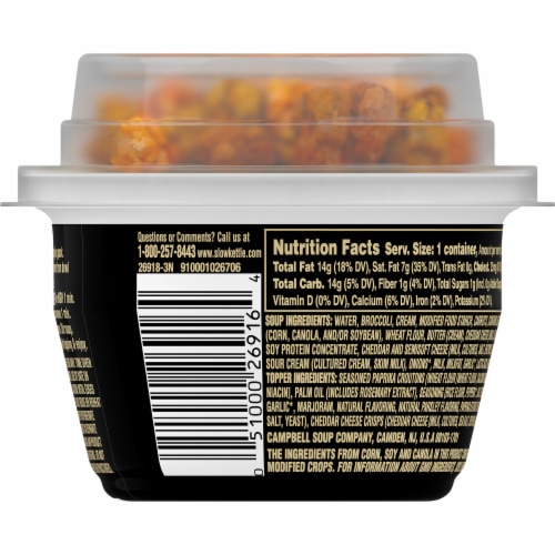 Campbell's Slow Kettle Style Broccoli Cheddar with a Crunch Soup Perspective: right