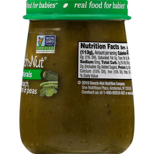 Beech-Nut Naturals Spinach Zucchini & Peas Stage 2 Baby Food Perspective: right