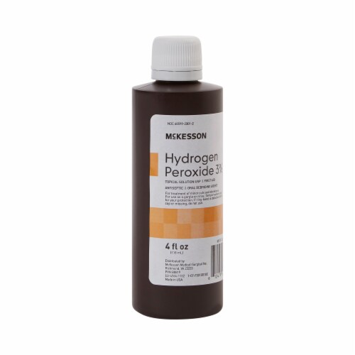 McKesson Antiseptic Hydrogen Peroxide 4 oz. Bottle Topical Liquid 3% Strength Perspective: right