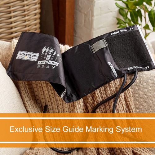 McKesson LUMEON Adult Cuff Arm Reusable Blood Pressure Cuff 01-845-11ABK-2GM Black 1 per Box Perspective: right