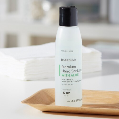 McKesson Premium Ethyl Alcohol Spring Water Scent Hand Sanitizer with Aloe 4 oz. Bottle 1 Ct Perspective: right