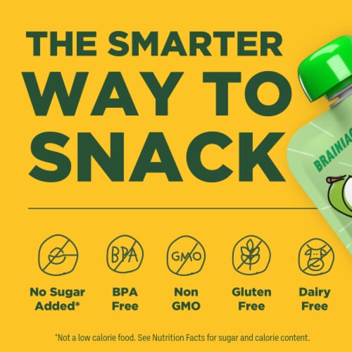 Brainiac Omega-3 Smart Applesauce Variety Pack, No Added Sugar, 10 Count Perspective: right
