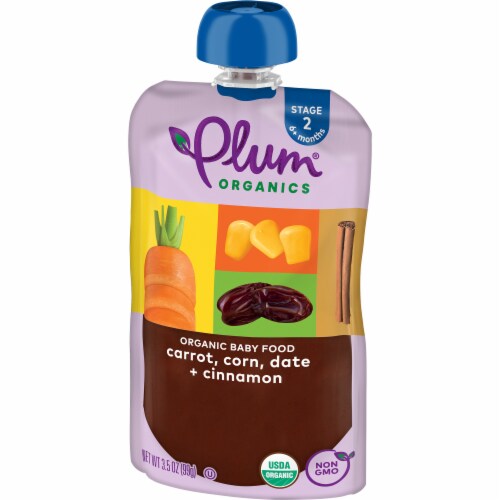 Plum Organics® Carrot Corn Date & Cinnamon Baby Stage 2 Food Pouches Perspective: right