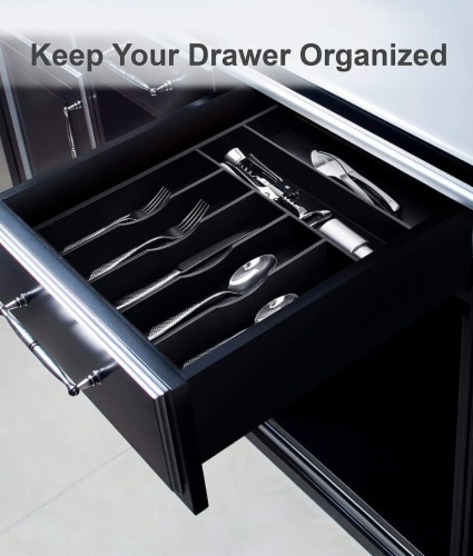 Royal Craft Wood Basic Silverware Drawer Organizer, Black Perspective: right