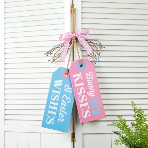 Glitzhome 24 H Easter Wooden Doorknob Hanging Decor Perspective: right