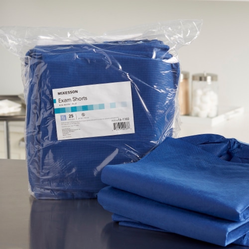 McKesson Adult Disposable Exam Shorts Blue X-Large 100 Ct Perspective: right