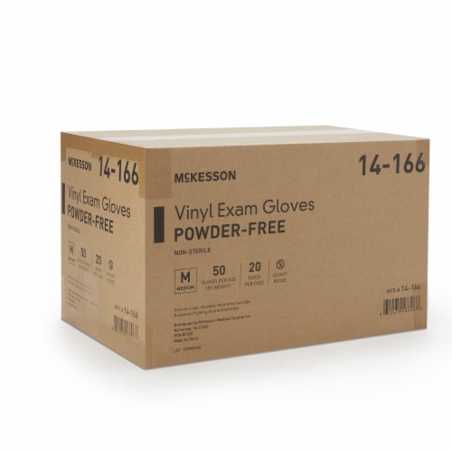 McKesson Confiderm Vinyl Exam Glove Standard Cuff Length MEDIUM 1000 per Case Perspective: right