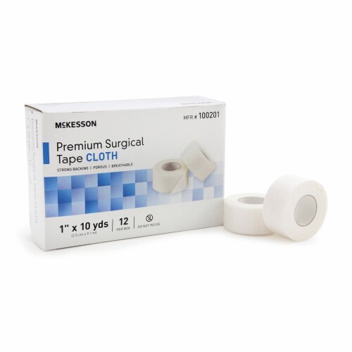 McKesson White Silk-Like Cloth Medical Tape 1  x 10 Yd 10 Boxes, 12 Rolls/Box Perspective: right