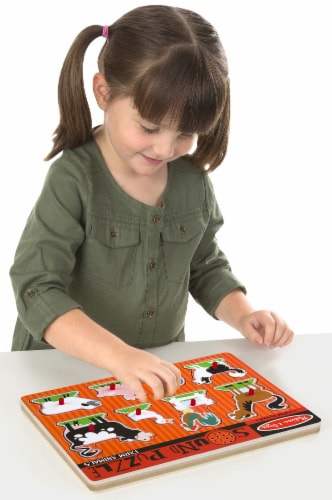 Melissa & Doug® Hand Crafted Farm Animals Sound Puzzle Perspective: top