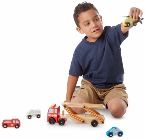 Melissa & Doug® Emergency Vehicle Carrier Toy Perspective: top