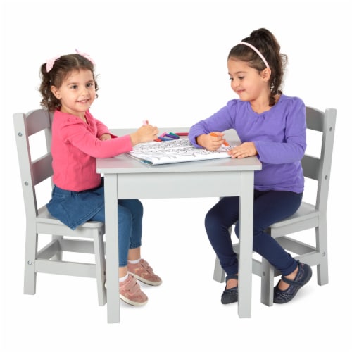 Melissa & Doug® Wooden Table & Chairs Set - Gray Perspective: top