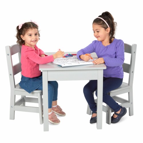 Melissa & Doug® Wooden Table & Chairs Set - Gray Perspective: top