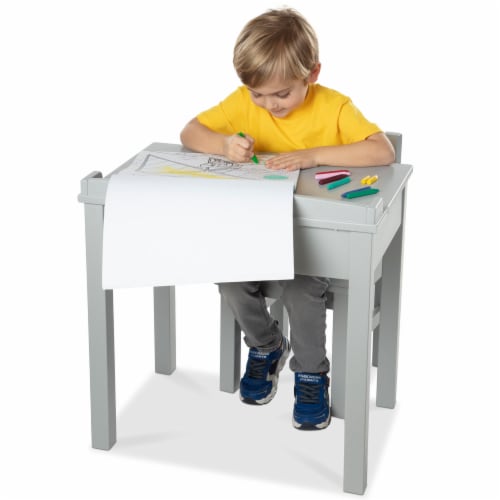 Melissa & Doug® Wooden Lift-Top Desk & Chair - Gray Perspective: top
