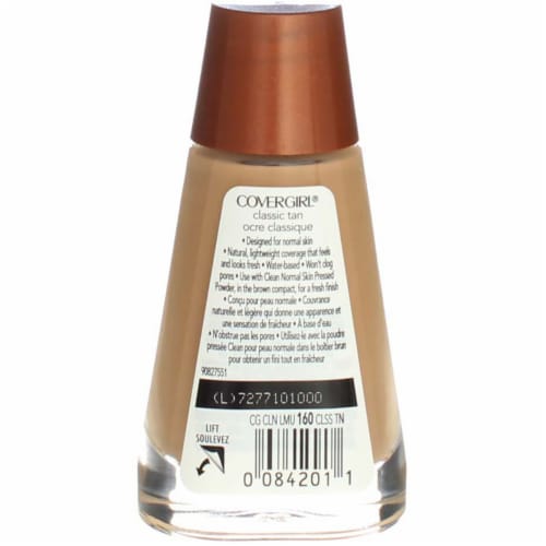 CoverGirl Clean 160 Classic Tan Normal Skin Liquid Foundation Perspective: top