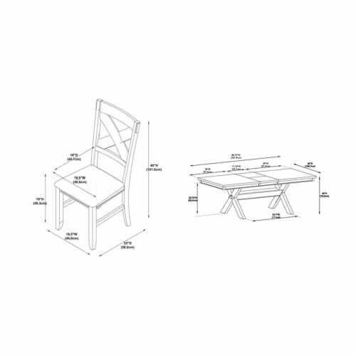 Linon Kraven Nine Piece Wood Dining Set in Dark Hazelnut Brown Perspective: top