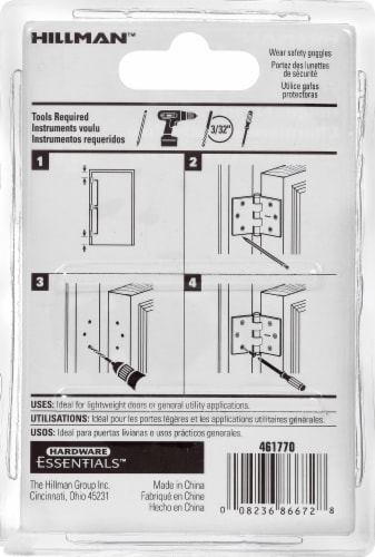 Hillman Hinge-Fixed Pin - Zinc Perspective: top