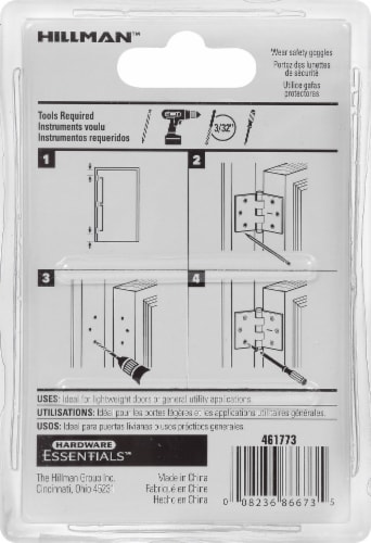 Hillman Hinge-Fixed Pin - Zinc Perspective: top