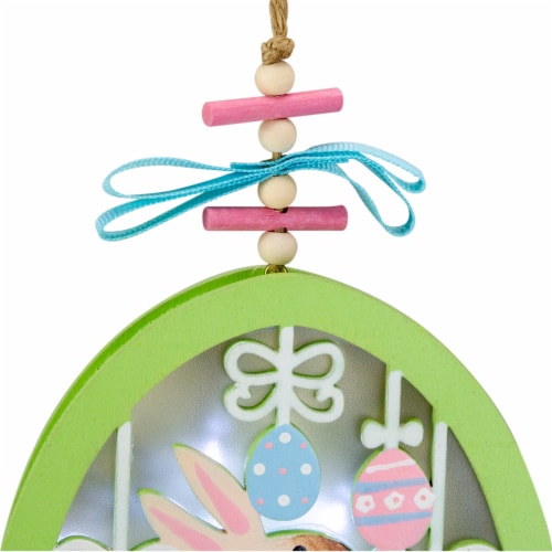Gallerie II 5.9  Wooden  Easter Eggs and Bunny LED Shadow Box Ornament Battery Operated Perspective: top