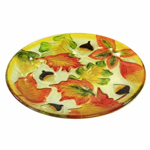 Tabletop Acorn Leaves Platter Glass Autumn 46004144 Perspective: top