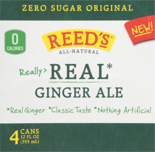 Reed’s Original Real Ginger Ale Zero Sugar Soda Bottles Perspective: top