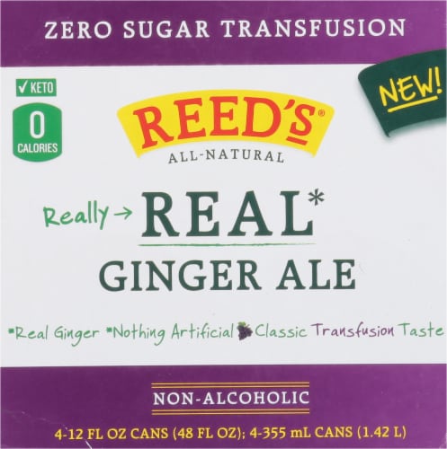 Reed’s Real Ginger Ale with Grapes Non-Alcoholic Mocktail or Mix Perspective: top