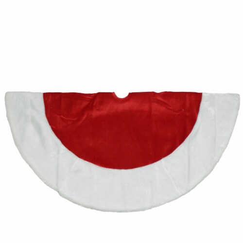 Northlight 48  Red and White Traditional Christmas Tree Skirt Perspective: top