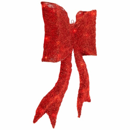 Northlight 24 Sparkling Red Lighted Bow Christmas Outdoor Decoration Perspective: top