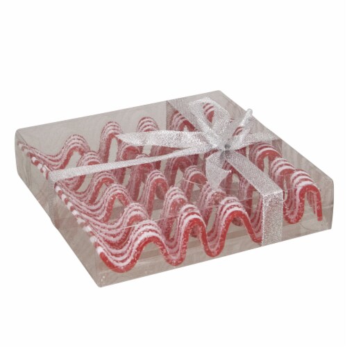 Northlight 6ct Red and White Striped Ribbon Candy Christmas Ornaments 5.75 Perspective: top