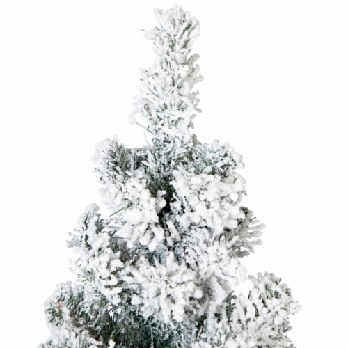 Northlight Pencil Flocked Pine Artificial Christmas Tree - 6' - Unlit Perspective: top