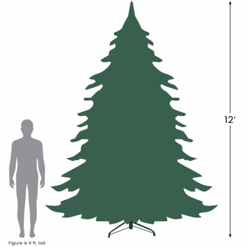 Northlight 12' Pre-Lit Heavily Flocked Pine Medium Artificial Christmas Tree - Clear Lights Perspective: top