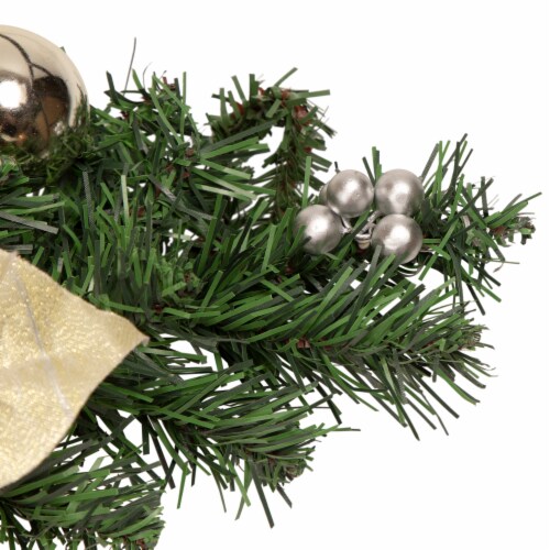 Northlight 6' x 9 Poinsettia and Pinecone Artificial Christmas Garland, Unlit Perspective: top
