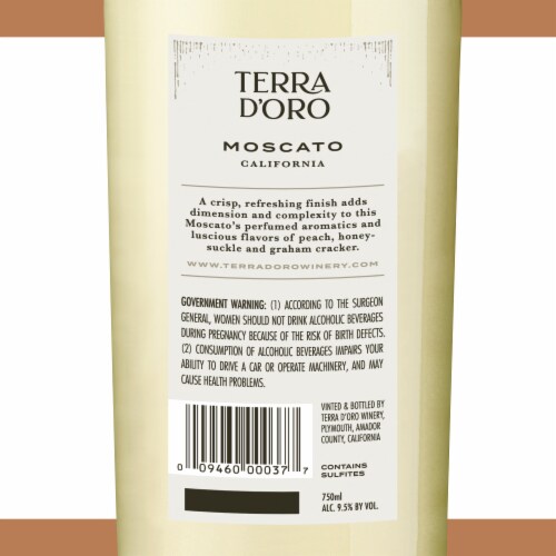 Terra d'Oro Moscato California White Wine 750 ml Perspective: top