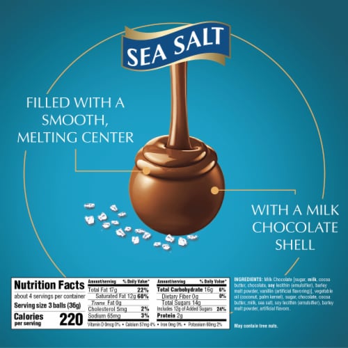 Lindt LINDOR Sea Salt Milk Chocolate Candy Truffles Bag Perspective: top
