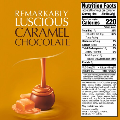 Lindt LINDOR Caramel Milk Chocolate Candy Truffles Perspective: top