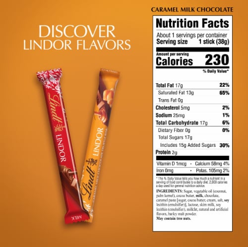 Lindt LINDOR Caramel Milk Chocolate Truffle Candy Stick Perspective: top
