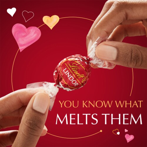 Lindt LINDOR Valentine's Day Milk Chocolate Candy Truffles Bag Perspective: top
