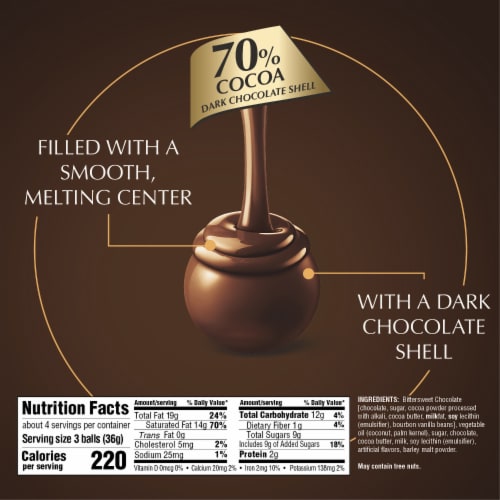 Lindt LINDOR 70% Extra Dark Chocolate Candy Truffles Perspective: top