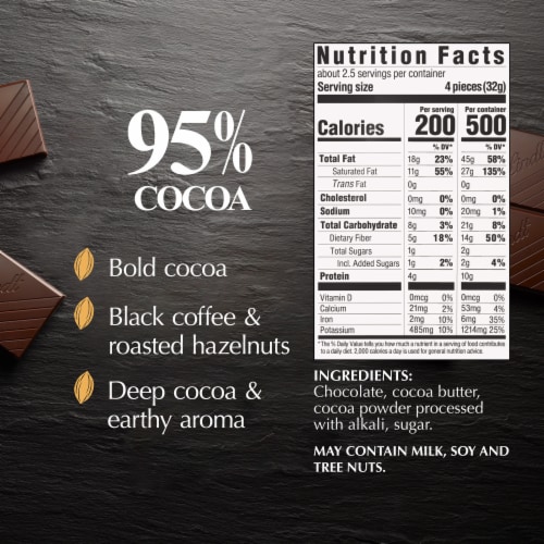 Lindt EXCELLENCE 95% Cocoa Dark Chocolate Candy Bar Perspective: top