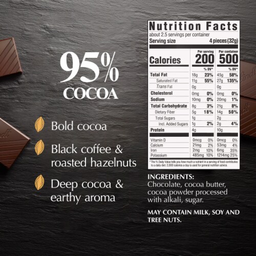 Lindt EXCELLENCE 95% Cocoa Dark Chocolate Candy Bar Perspective: top