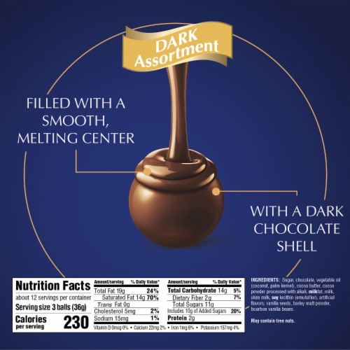 Lindt LINDOR Assorted Dark Chocolate Candy Truffles Bag Perspective: top