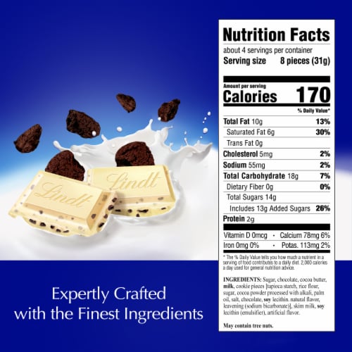 Lindt CLASSIC RECIPE Cookies and Creme White Chocolate Candy Bar Perspective: top