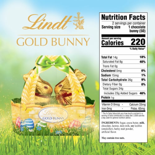 Lindt GOLD BUNNY Milk Chocolate Easter Candy Basket Perspective: top